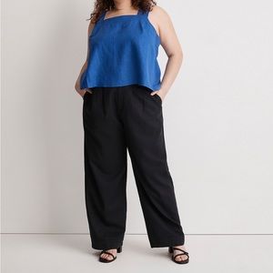 Madewell 100% Linen Cross-Back Sleeveless Top in Bluestone